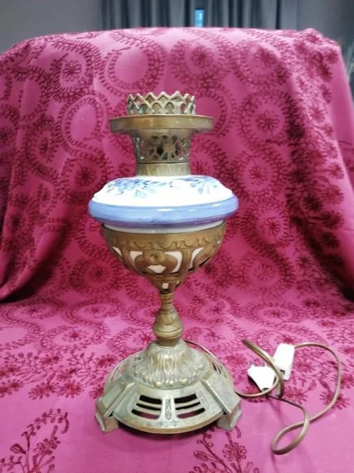 Art Deco lampa od bronce i keramike 6