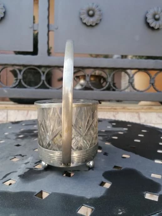 Art Deco šećernica od stakla s brušenim detaljima 2