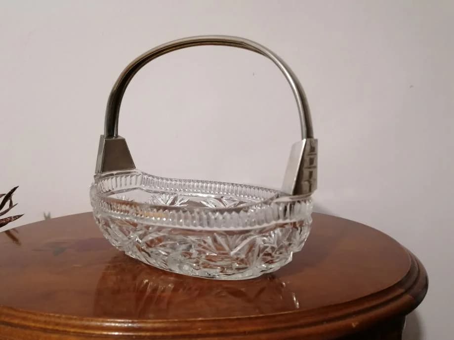 Art Deco voćarica od kristala s brušenim detaljima